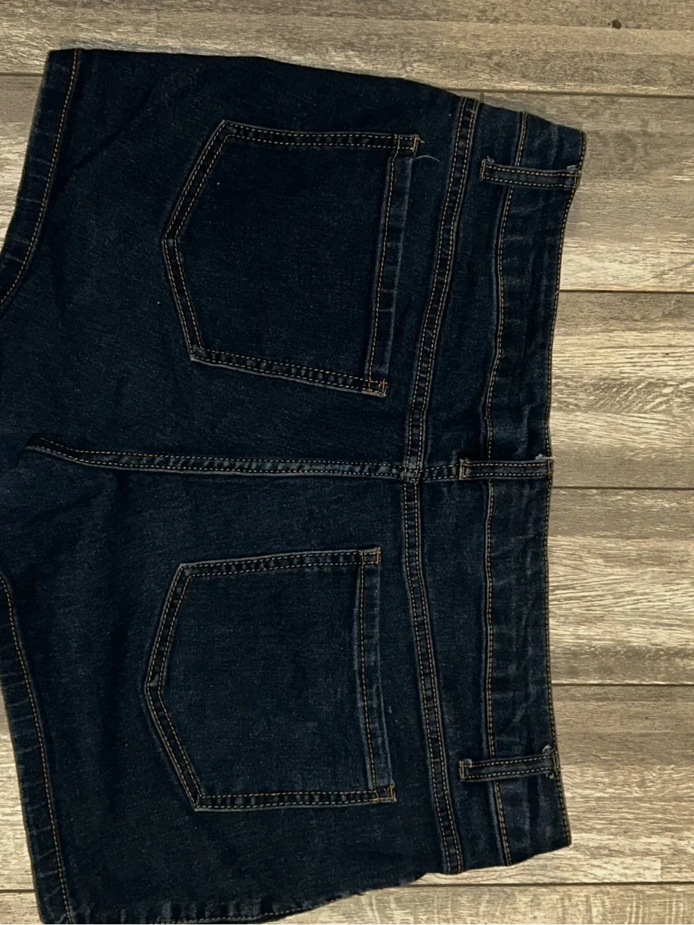 Faded Glory Light Blue Denim Shorts with Gold Topstitching